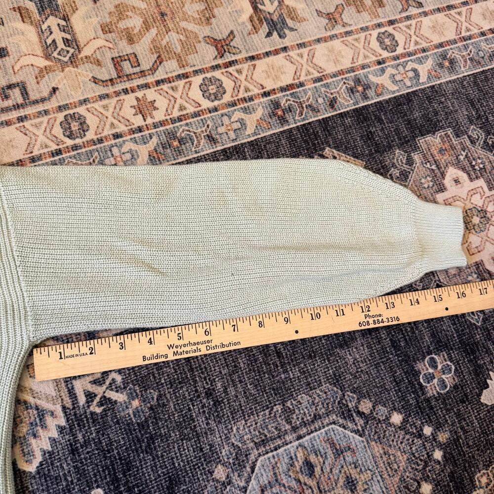 LOFT Henley Knit Pullover1/2 Button Down Light Green Sweater Women’s Size Large - Picture 6 of 8